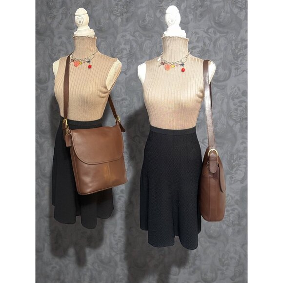 VTG Coach Fletcher Flap Shoulder Bag 4150 Mahogany Leather Brass 90s USA + Tag - Picture 3 of 11